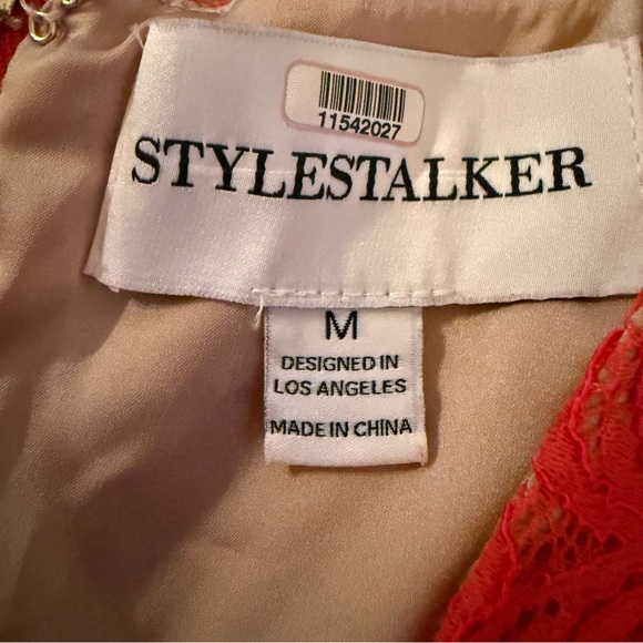 RTR Stylestalker Ari Red Lace V Neck Half Sleeve Sheath Mini Dress Sz M - Picture 6 of 11